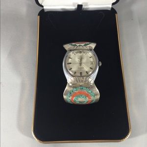 Vintage Baron automatic watch with turquoise & Coral Cup Band